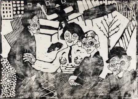 Holzschnitt Hamerschlag - Im Hof (In the Courtyard)