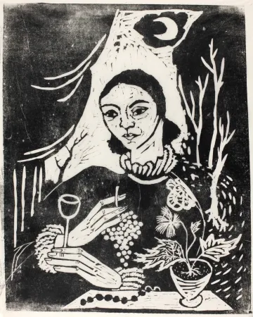 Holzschnitt Hamerschlag - Selbstporträt (Selbstbildnis mit Zigarette)