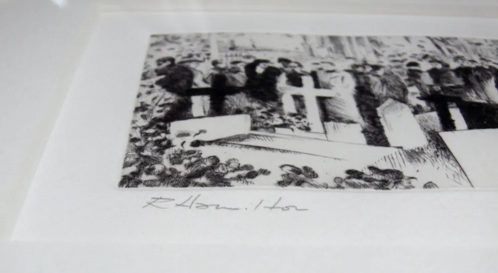 Radierung Hamilton - With unfeigned regret (Illustration for James Joyce’s ‘Ulysses’, 1989)