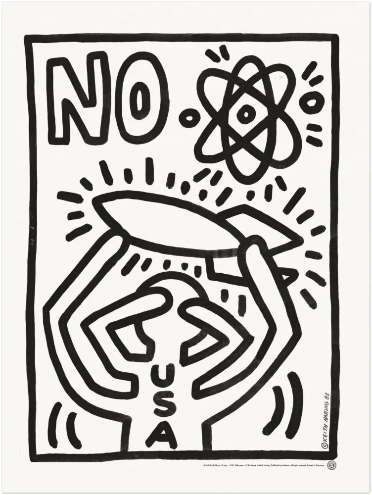 Siebdruck Haring - Anti Missile Demo Poster