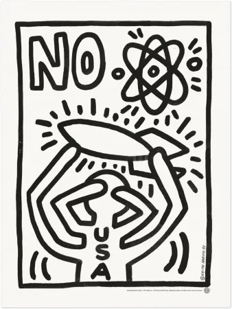 Siebdruck Haring - Anti Missile Demo Poster