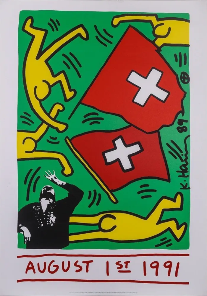 Siebdruck Haring - August 1 1991 (Switzerland 700 years), 1991 - Very large!