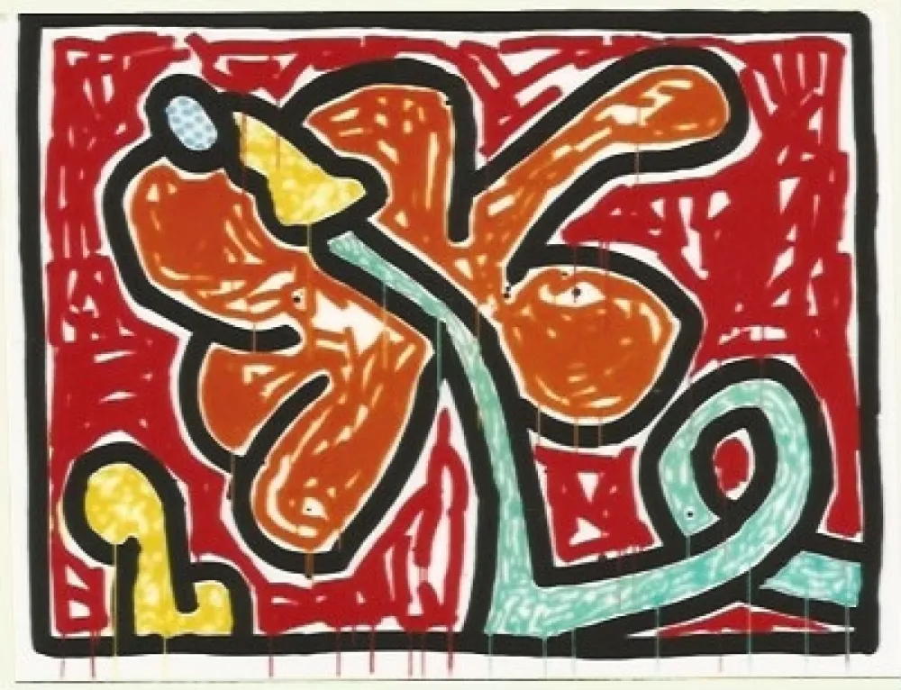 Siebdruck Haring - Flower # 5