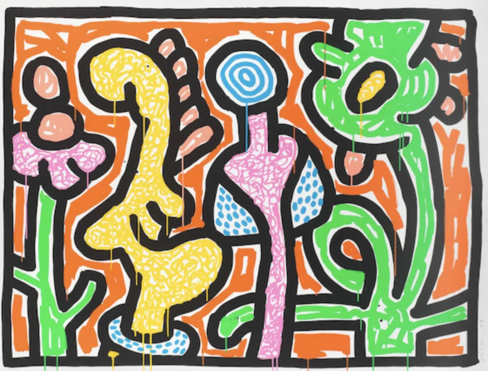 Siebdruck Haring - Flower IV