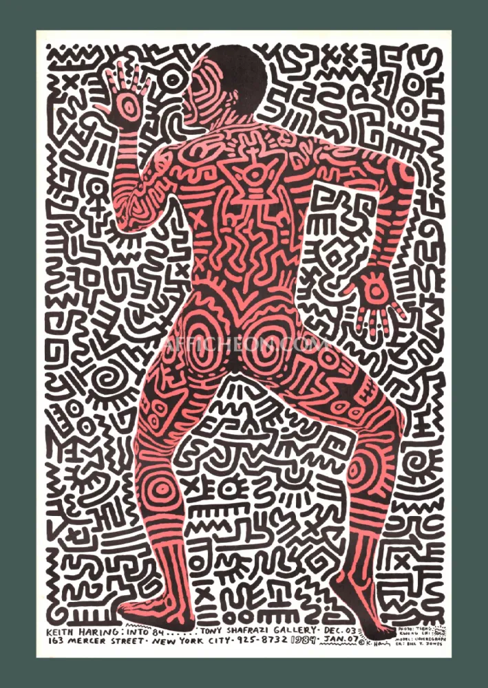 Lithographie Haring - 'Into 84' 1983 Offset-lithograph