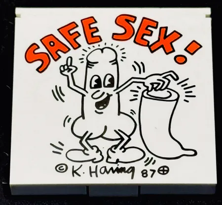 Keine Technische Haring - Keith Haring (1958–1990) - Safe Sex! - Condom holder with clip - 1987