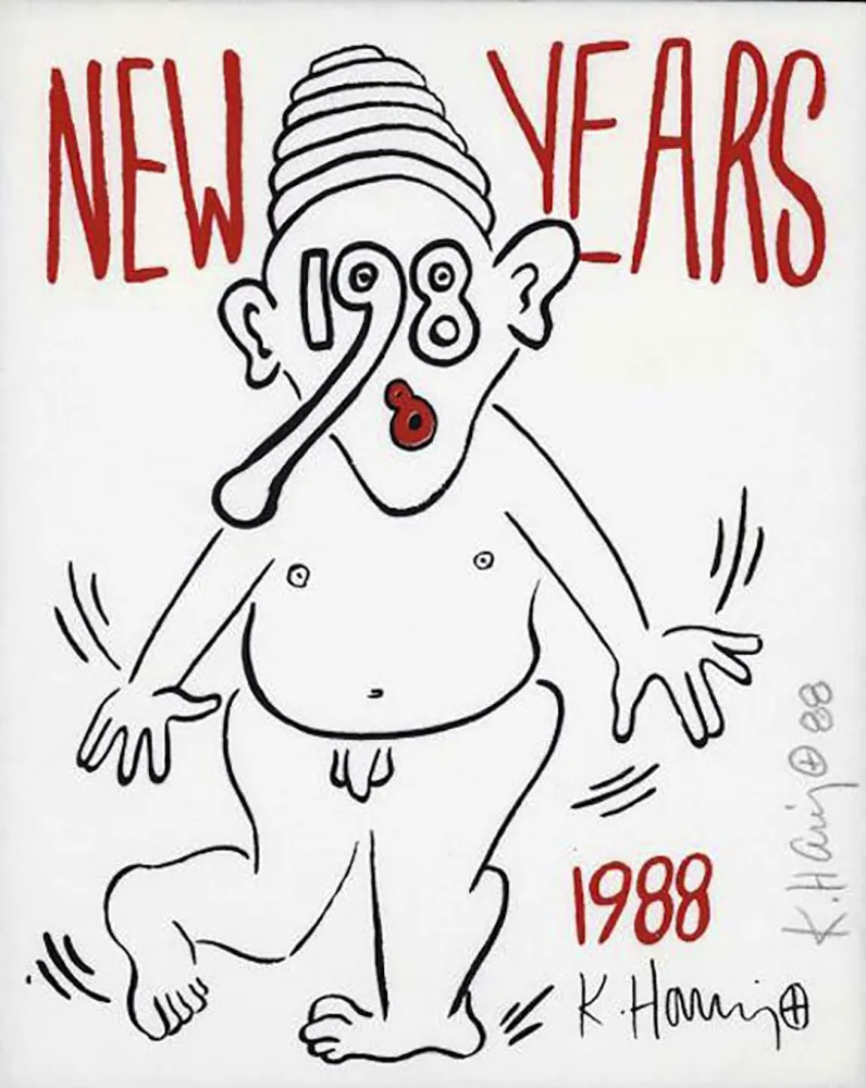 Siebdruck Haring - New Years Baby