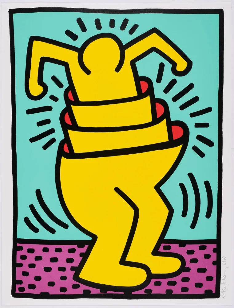 Siebdruck Haring - Untitled (Cup Man)