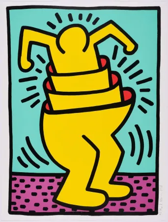 Siebdruck Haring - Untitled (Cup Man)