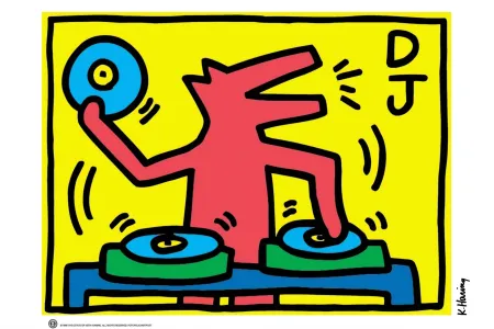 Siebdruck Haring - Untitled DJ
