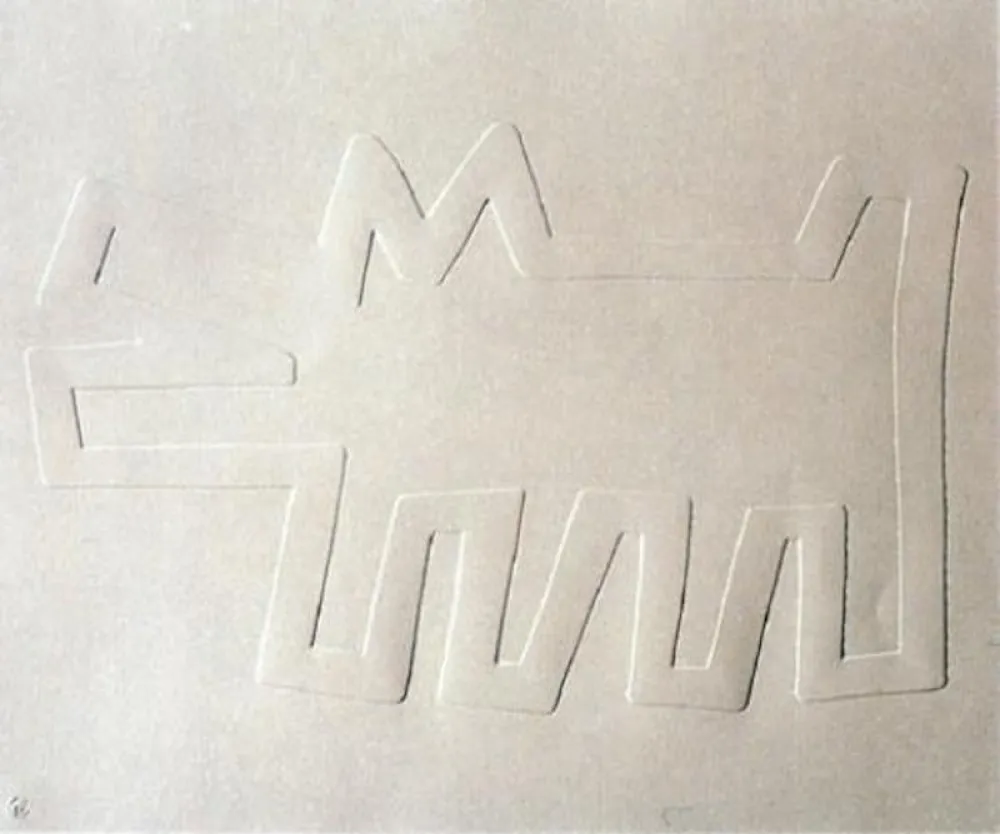 Siebdruck Haring - White Icons: Barking Dog