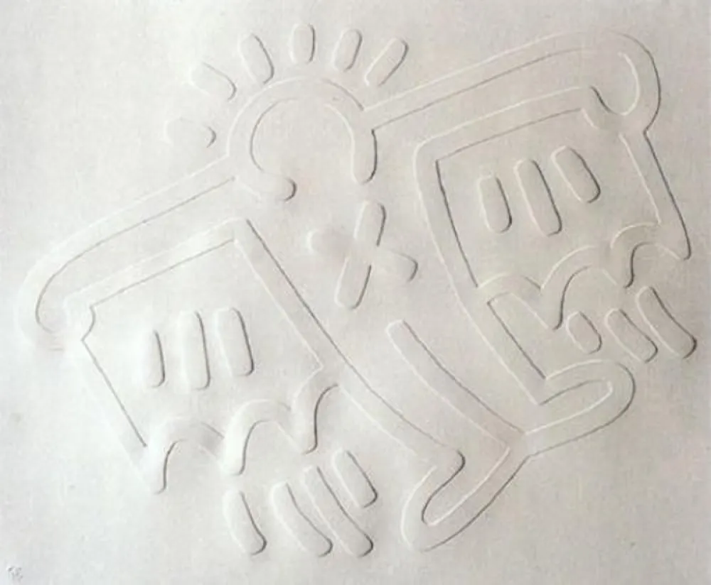 Siebdruck Haring - White Icons: Batman