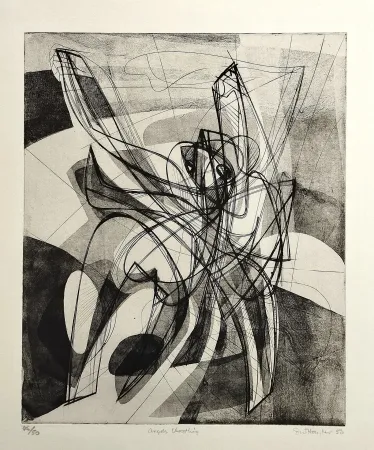 Radierung Hayter - Angels wrestling