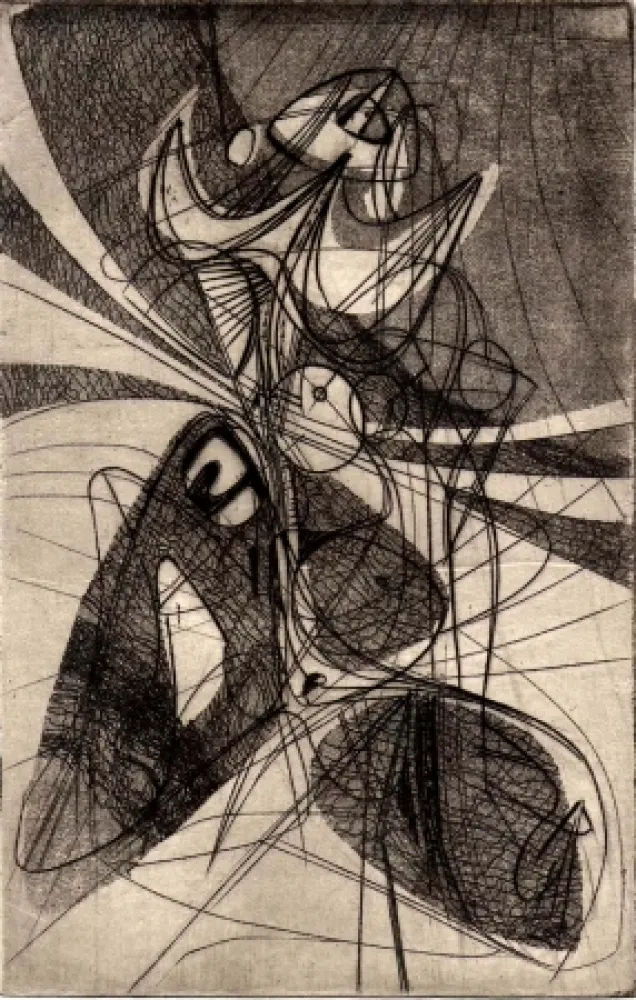 Radierung Hayter - (Greeting card for 1946-47)