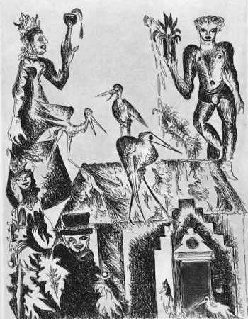 Radierung Haz - Le cicogne