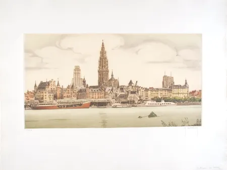 Radierung Hebbelinck - Anvers : De Schelde