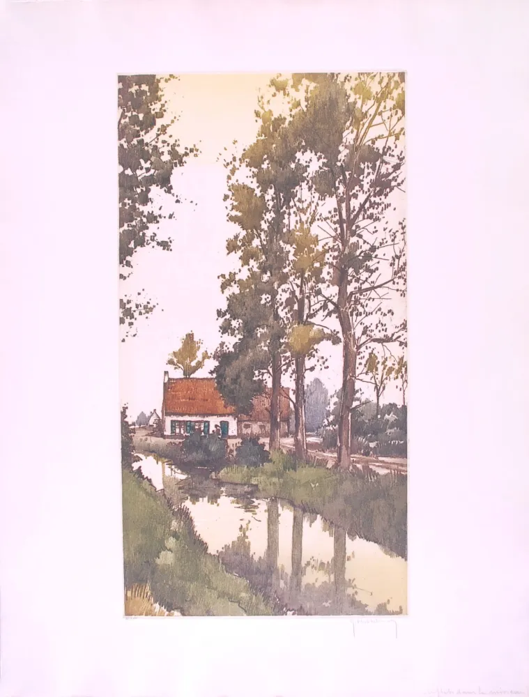 Radierung Hebbelinck - Reflet dans le ruisseau