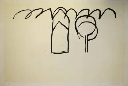 Aquatinta Hernandez Pijuan - Cases i arbres 1