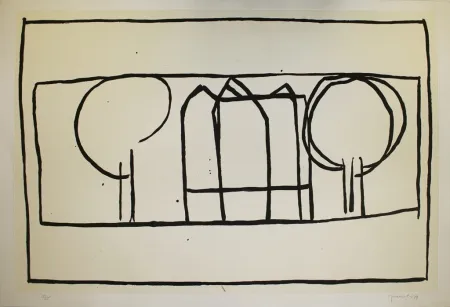 Aquatinta Hernandez Pijuan - Cases i arbres 2