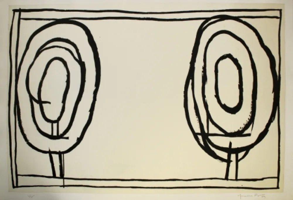 Aquatinta Hernandez Pijuan - Cases i arbres 3