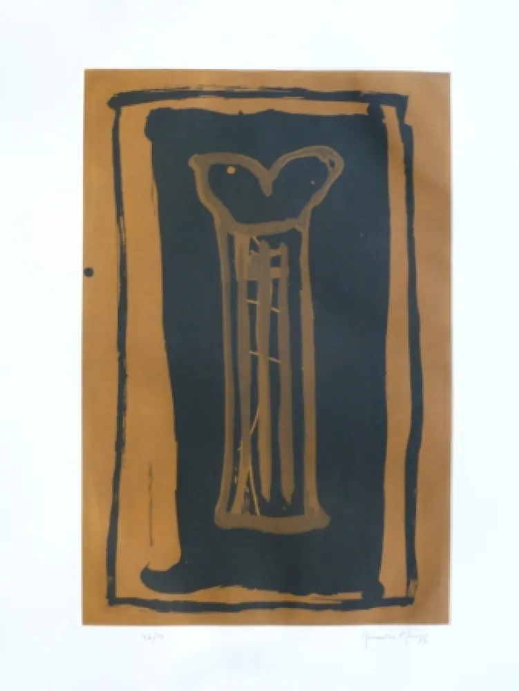 Aquatinta Hernandez Pijuan - Gerro ocre