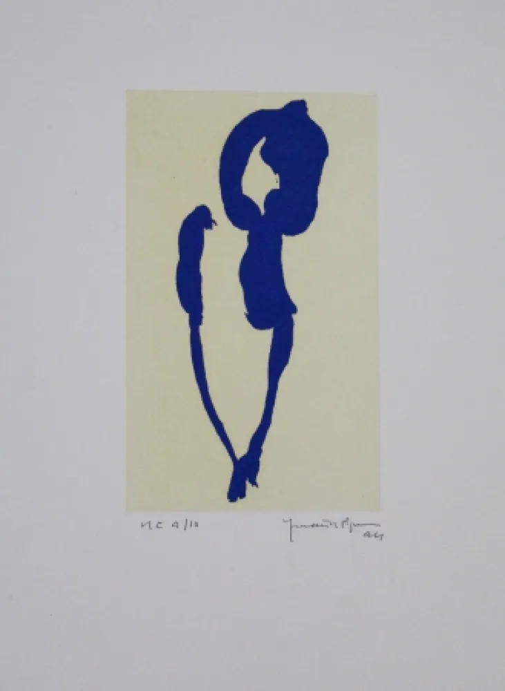 Aquatinta Hernandez Pijuan - Iris blau VII / Blue Iris VII