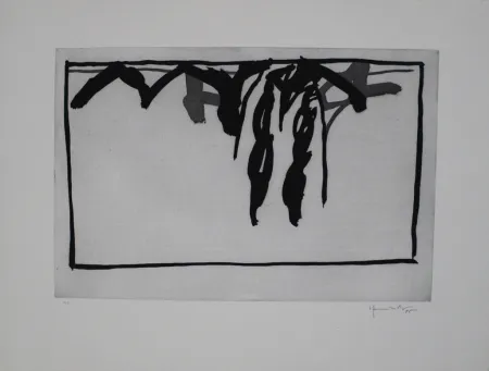 Aquatinta Hernandez Pijuan - Paisatge amb xiprers III / Landscape with Cypresses III