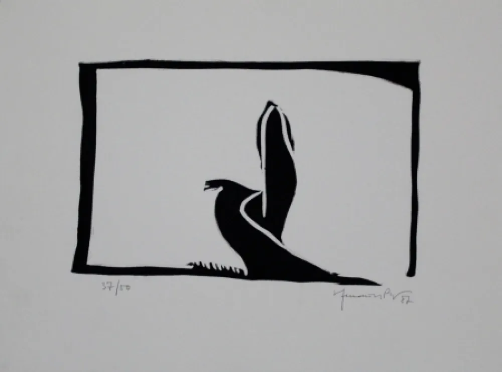 Linolschnitt Hernandez Pijuan - Paisatge III / Landscape III