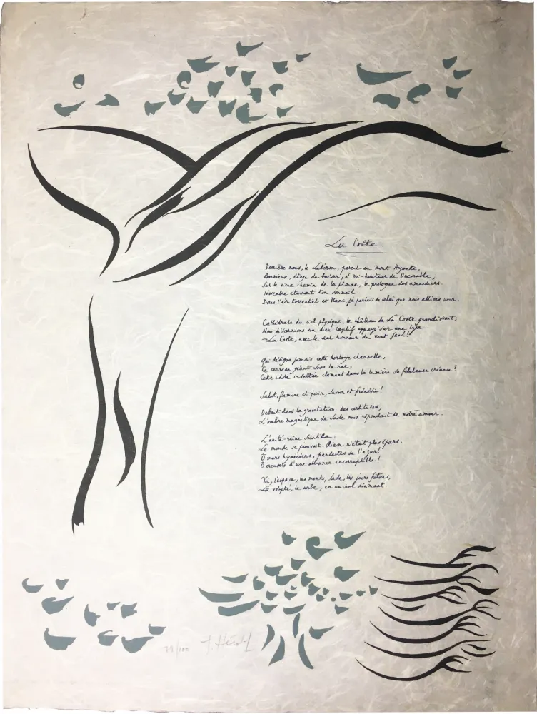 Stich Herold - Gilbert Lély : LA COSTE. Affiche-Poème originale (1968).