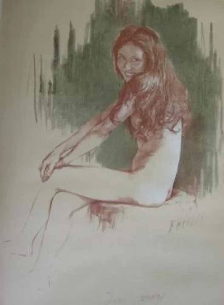 Lithographie Héroux - Demi-vierge