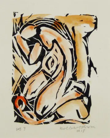 Holzschnitt Hirsch - Madonna