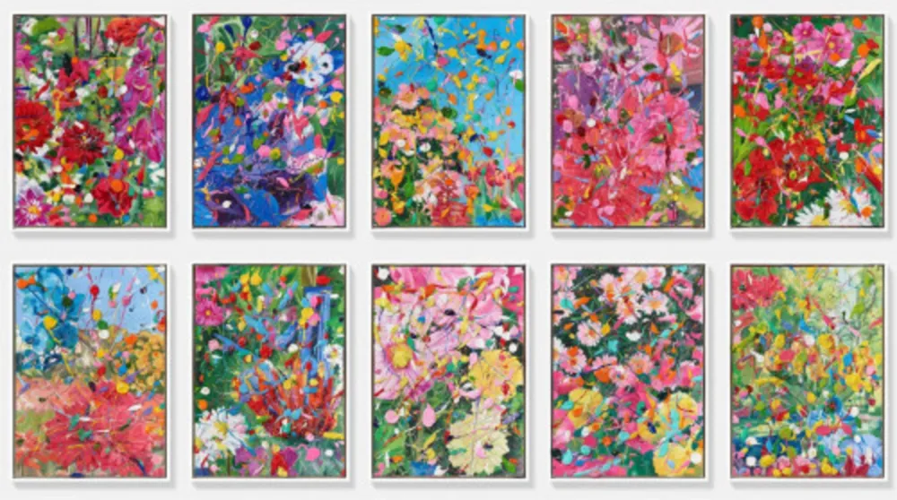 Multiple Hirst - Large Hidden Gardens Oil Painting