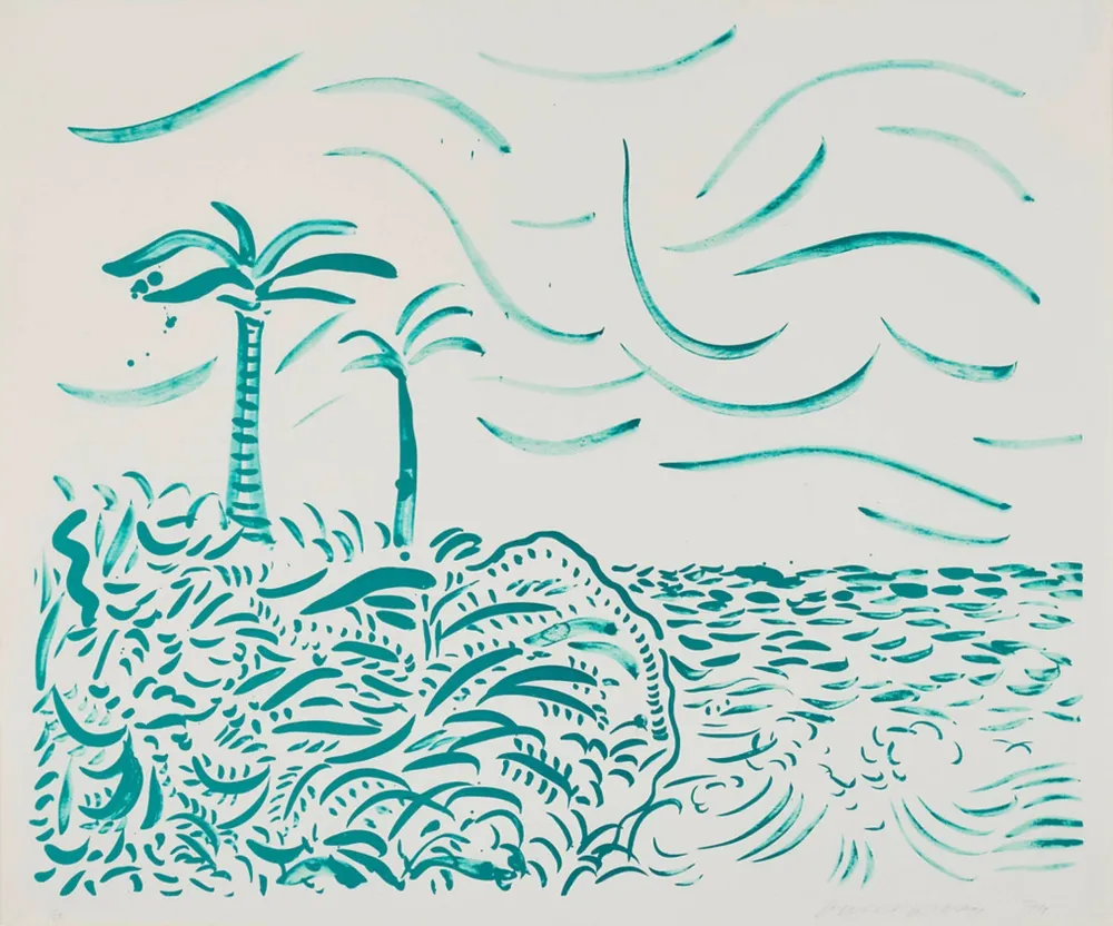 Lithographie Hockney - Green Bora Bora