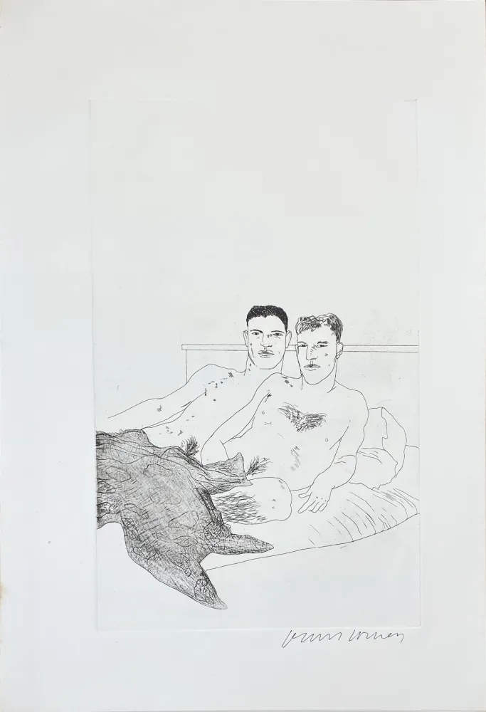 Radierung Und Aquatinta Hockney - Illustrations for Fourteen Poems from C.P. Cavafy: The Beginning