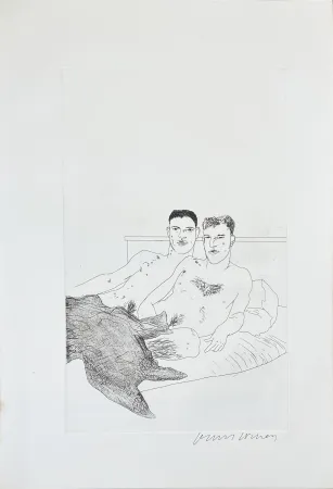 Radierung Und Aquatinta Hockney - Illustrations for Fourteen Poems from C.P. Cavafy: The Beginning