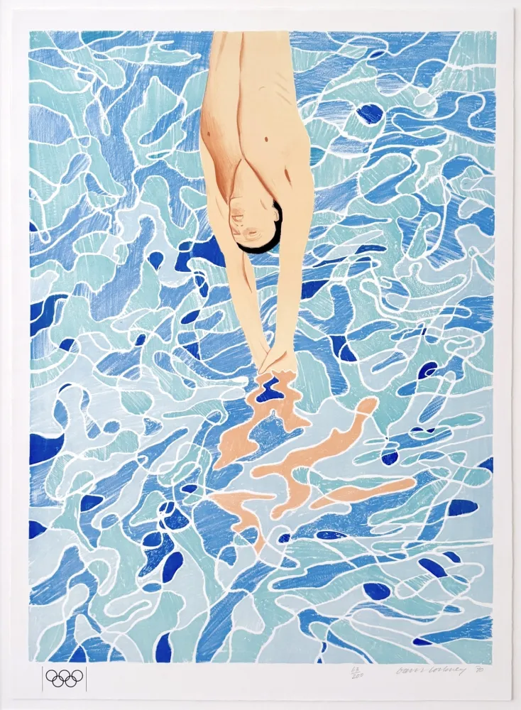Lithographie Hockney - Munich Olympics, Swimmer