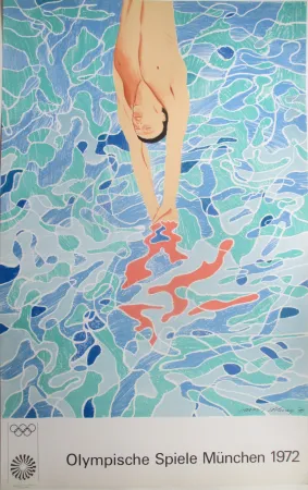 Lithographie Hockney - OL 1972 - The swimmer - Original colour lithograph