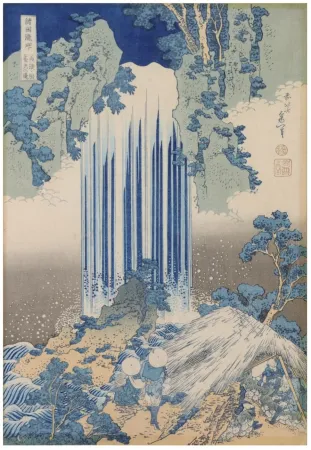Holzschnitt Hokusai - Cascade de Yōrō dans la province de Mino