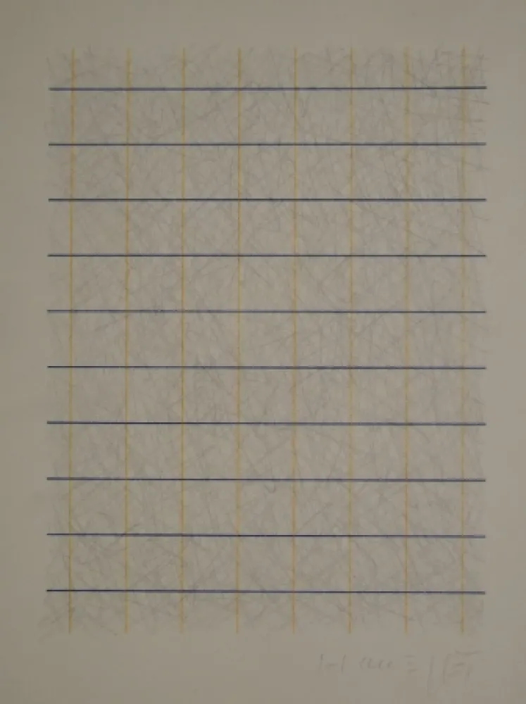 Keine Technische Honegger - Zeichnung in Bleistift und Rapidograph in Blau und Orange.