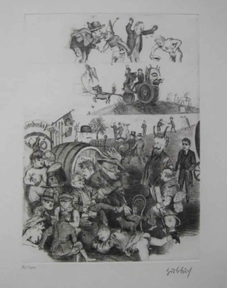 Radierung Hubbuch - Auerbachs Keller in Leipzig