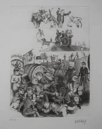 Radierung Hubbuch - Auerbachs Keller in Leipzig