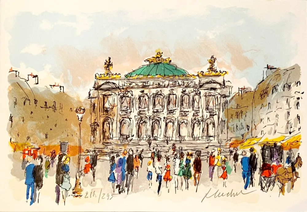 Lithographie Huchet - Opéra de Paris - Palais Garnier