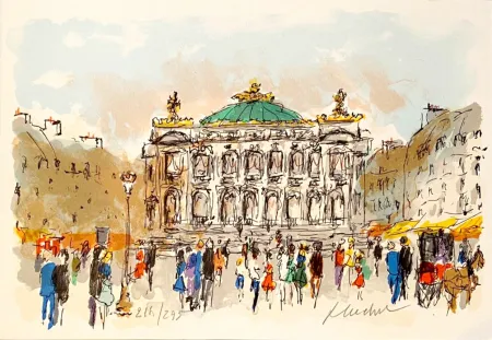 Lithographie Huchet - Opéra de Paris - Palais Garnier