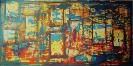 Lithographie Huftier - Fenêtre en Rajasthan