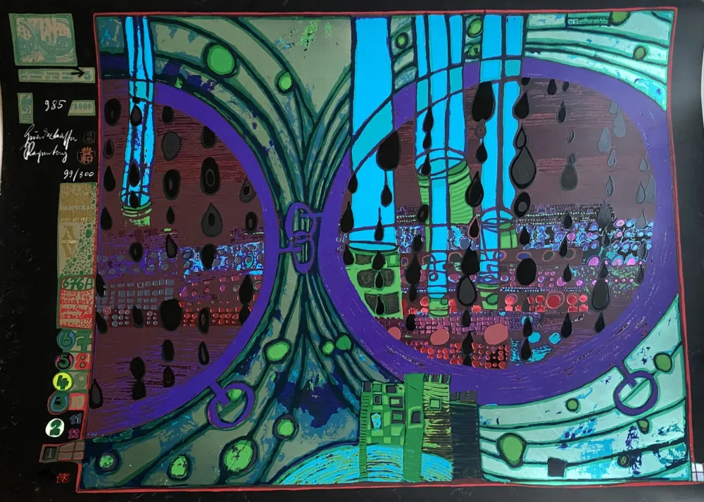 Siebdruck Hundertwasser - A RAINY DAY ON THE REGENTAG