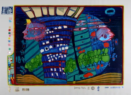 Siebdruck Hundertwasser - Exodus Into Space, Plate 4, 1970-72