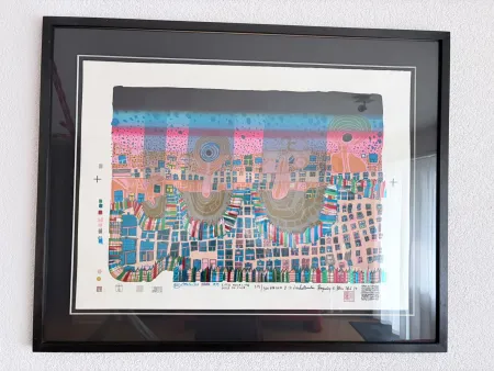 Siebdruck Hundertwasser - Town in Town, Stadt in der Stadt