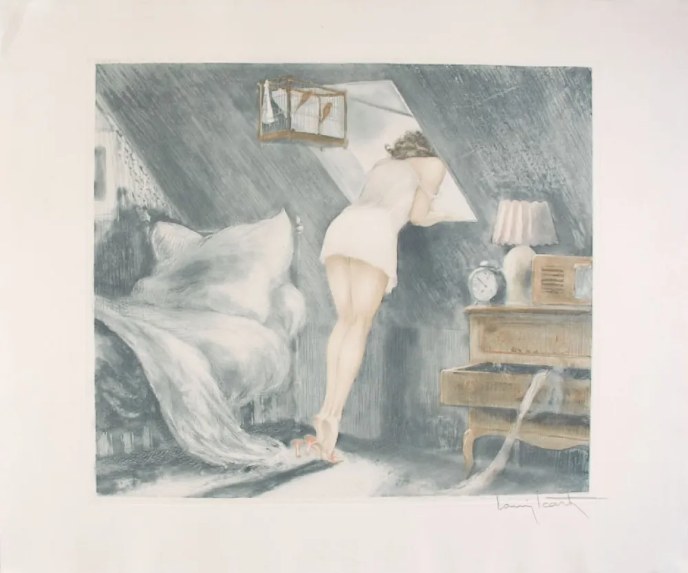 Radierung Icart - Attic Room - Sous le Toit