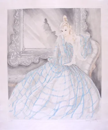 Radierung Icart - Girl in Crinoline - Miroir de Venise