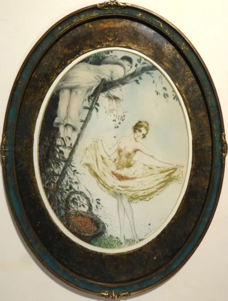 Aquatinta Icart - Kirschenernte